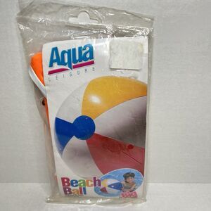 Vintage Beach Ball Aqua Orange 1997 Retro Pool Toy 20” New Old Stock